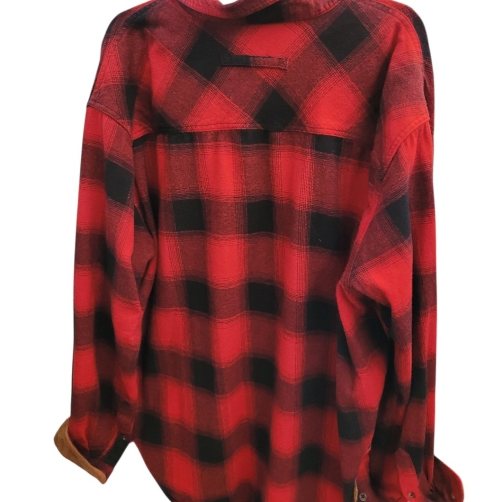 Men's 2XL GIOBERTI Brushed Flannel Plaid Checkered Shirt With Corduroy Contrast - Picture 14 of 14